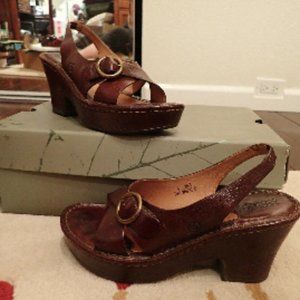 Born Rich Brown Leather Slinback Sandals Women's 6